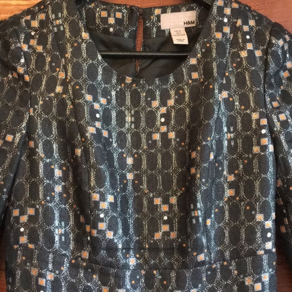 H&M pleated minidress metallic print - Picture 3 of 8